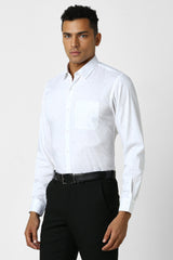 Men's White Office Wear Full Sleeves Shirt