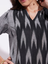 Women's Black Daily Three Quarter Sleeve Regular Sleeve Kurta Set