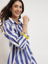 Women's Blue Daily Three Quarter Sleeve Regular Sleeve Kurta Set