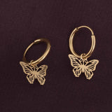 Women's Gold Plated Sylvia Butterfly Hoop Earrings Waterproof & Anti-Tarnish
