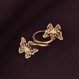 Women's Gold Plated Sylvia Butterfly Hoop Earrings Waterproof & Anti-Tarnish