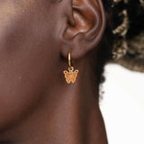 Women's Gold Plated Sylvia Butterfly Hoop Earrings Waterproof & Anti-Tarnish