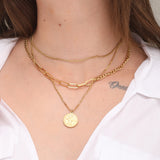 Women's Gold Plated Penny Elizabeth Three Layer Necklace Waterproof & Anti-Tarnish