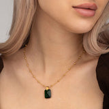 Women's Gold Plated Dazzling Emerald Necklace Waterproof & Anti-Tarnish