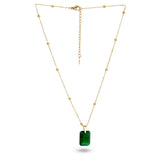 Women's Gold Plated Dazzling Emerald Necklace Waterproof & Anti-Tarnish