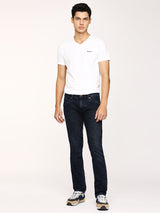 Mens White Casual Slim Printed Half Sleeves Tshirt