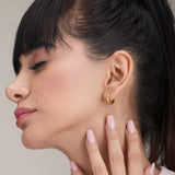 Women's Gold Plated Classic Textured Hoops Waterproof & Anti-Tarnish