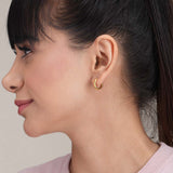 Women's Gold Plated Classic Textured Hoops Waterproof & Anti-Tarnish