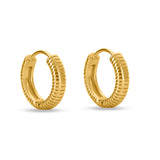 Women's Gold Plated Classic Textured Hoops Waterproof & Anti-Tarnish