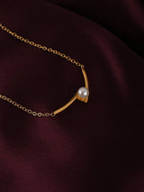 Women's Gold Plated Pearl Pendant Necklace Waterproof & Anti-Tarnish