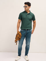 Men's Casual Slim Fit Solid Half Sleeves Polo Tshirt