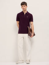Men's Maroon Casual Slim Fit Half Sleeves Polo Tshirt