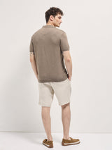 Men's Brown Casual Slim Fit Solid Half Sleeves Polo Tshirt
