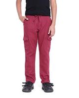 Boys Red Casual Straight Fit Solid Trouser