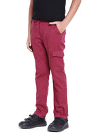Boys Red Casual Straight Fit Solid Trouser