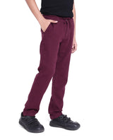 Boys Red Casual Straight Fit Solid Trouser