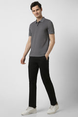 Men's Charcoal Casual Half Sleeves Polo Tshirt