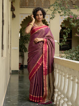 Women's Purple Slub Saree
