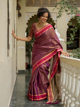 Women's Purple Slub Saree