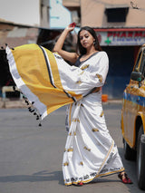 Women's Multicolor Mul Cotton with Zari Saree