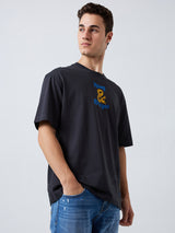 Men's Grey Casual Relaxed Fit Printed Tshirt