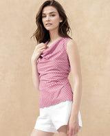 Women's Red and Blue Striped Casual Sleeveless Top