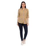 Women's Yellow Casual Regular Fit Checked Full Sleeves Shirt