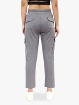 Women's Grey Casual Straight Fit Solid Track Pant