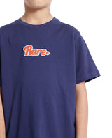 Boys Navy Casual Oversized Fit Printed Half Sleeves Tshirt