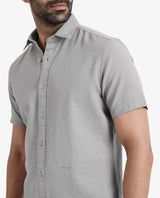 Men's Grey Casual Regular Fit Solid Half Sleeves Shirt