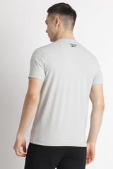Men's Grey Casual Cotton Blend Half Sleeves Tshirt