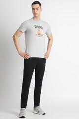 Men's Grey Casual Cotton Blend Half Sleeves Tshirt