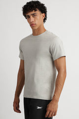 Men's Grey Casual Cotton Blend Half Sleeves Tshirt