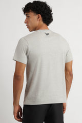 Men's Grey Casual Cotton Blend Half Sleeves Tshirt