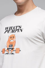 Men's Grey Casual Cotton Blend Half Sleeves Tshirt