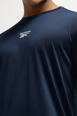 Men's Navy Blue Casual Cotton Blend Half Sleeves Tshirt