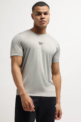 Men's Grey Casual Cotton Blend Half Sleeves Tshirt