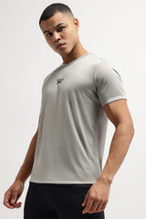 Men's Grey Casual Cotton Blend Half Sleeves Tshirt