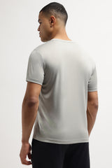 Men's Grey Casual Cotton Blend Half Sleeves Tshirt