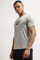 Men's Grey Casual Cotton Blend Half Sleeves Tshirt