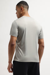Men's Grey Casual Cotton Blend Half Sleeves Tshirt