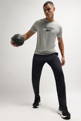 Men's Grey Casual Cotton Blend Half Sleeves Tshirt