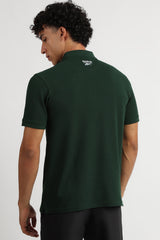Men's Dark Green Casual Cotton Blend Half Sleeves Polo Tshirt
