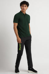 Men's Dark Green Casual Cotton Blend Half Sleeves Polo Tshirt
