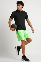 Men's Black Casual Cotton Blend Half Sleeves Polo Tshirt