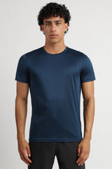 Men's Green Casual Cotton Blend Half Sleeves Tshirt