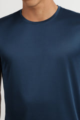 Men's Green Casual Cotton Blend Half Sleeves Tshirt