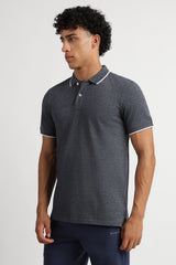 Men's Navy Blue Casual Cotton Blend Half Sleeves Polo Tshirt