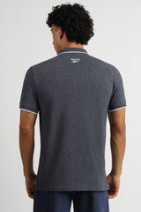 Men's Navy Blue Casual Cotton Blend Half Sleeves Polo Tshirt