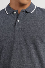 Men's Navy Blue Casual Cotton Blend Half Sleeves Polo Tshirt